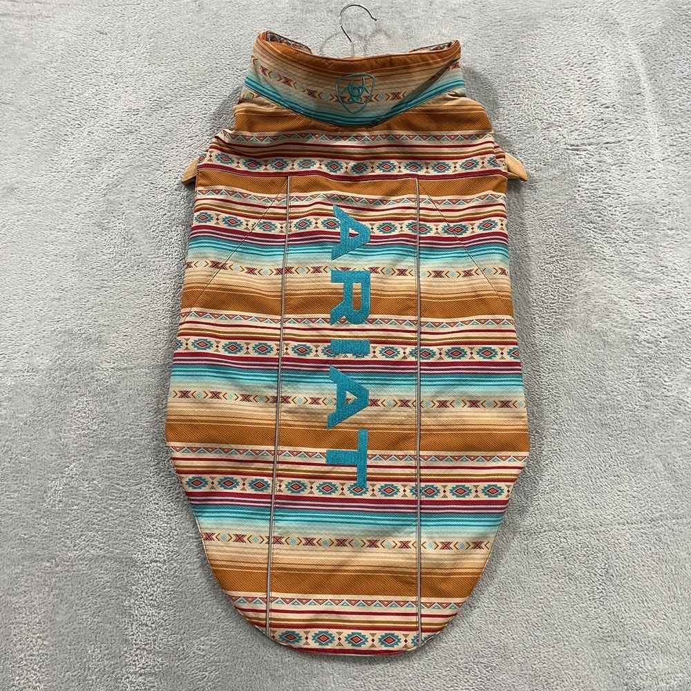 ARIAT Quilted Puffer Jacket Dog XL Aztec Western Southwestern Embroidered RARE